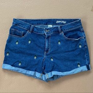 Faded Glory Denim Shorts - Pineapple Print
